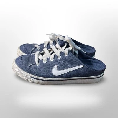 Zapatillas deportivas vintage 2002 Y2K Nike Hermosa talla 7 denim azul blanco sin cordones Foto 1 de 4