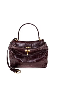 BALENCIAGA Rodeo Mini $3250 Burgundy Embossed Leather Handbag New & Authentic - Picture 1 of 4