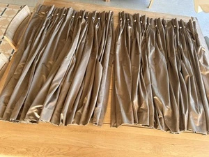 Montgomery Interior Trio Pinch Pleat Curtains Lined Large Taupe Satin  - Picture 1 of 24