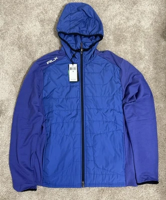NUEVO CON ETIQUETAS $268 RLX Ralph Lauren Golf Azul Cremallera Completa Sudadera con Capucha Chaqueta Para Hombre Talla M Foto 1 de 4