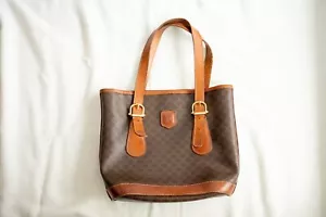 CELINE Hand Bag PVC Leather Macadam Brown Auth from JAPAN - Picture 1 of 17