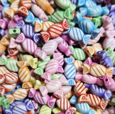 PASTEL SWEETS SHAPED BEADS 16MM BRACELET JEWELLERY MAKING FREE POSTAGE - Image 1 of 4