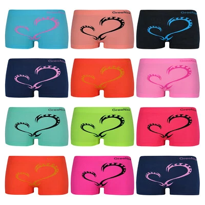 GREENICE Damen Hotpants Mit Herz Unterhose Tanga Panty Unterwäsche Microfaser