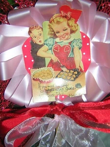 Vintage VALENTINE'S DAY Pink Ruffled Ribbon RED GLITTERED Love HOLIDAY Wand - Picture 1 of 5