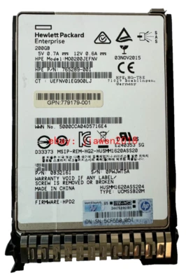 HP 780430-001 HP 200GB 12G SAS MS SFF SSD - 779179-001 765289-001 w/ CADDY NICE! - Image 1 of 3