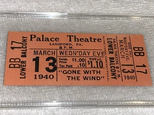 GONE WITH THE WIND 1940 VINTAGE THEATRE TICKET Clark Gable Vivien Leigh Tickets - Picture 1 of 6