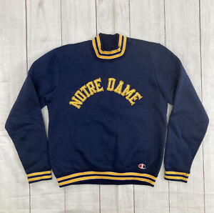 Vintage 1980s Champion Notre Dame Nylon College Warm-Up Sweater Made In Usa M