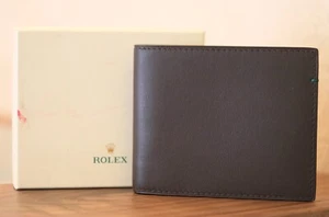 ROLEX - New Cards Holder Brown Leather / Door Cards Leather Brown 4 x 4 - Picture 1 of 3