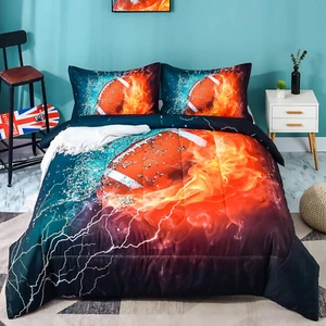 3D Football Comforter Queen(90X90 Inch), 3 Pieces(1 Football Comforter, 2 Pillow - Picture 1 of 12