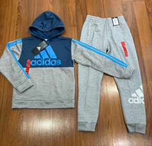 adidas Youth Set Boys Hoodie PANTS Tracksuit 2pc Size 10/12 New - Picture 1 of 6