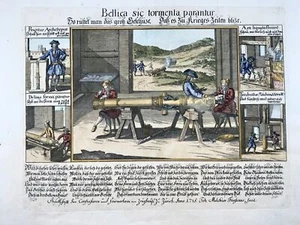 1715 Military broadside, artillery, canon production, Fuessli, folio - Picture 1 of 3