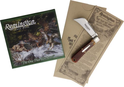 Remington 2023 Silver Bullet Hawkbill Brown Folding 1095HC Pocket Knife 693SB - Image 1 of 2