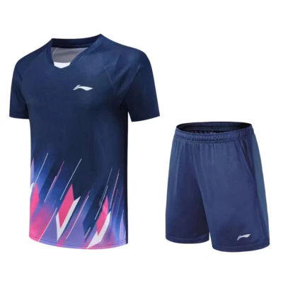 Li Ning Men's Table Tennis Badminton T-shirts + Shorts Suit Sports Sets 5054 - Image 1 of 4