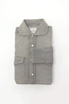 NUEVO CON ETIQUETAS $1095 Brunello Cucinelli Hombres "Leisure Fit" Denim Camisa a Presión Talla XS A252 Foto 1 de 4