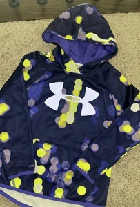 Under Armour Cold Gear Purple/Blue/Yellow Polka Dot Pullover Hoodie Girl XS (7) - Picture 1 of 6