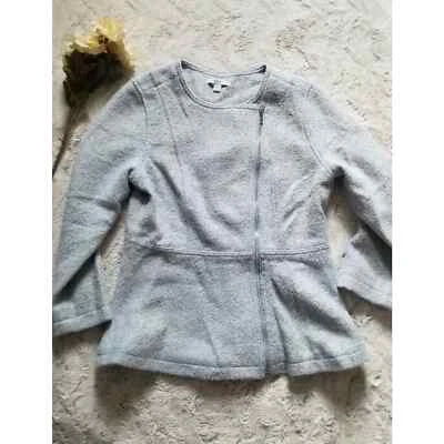 Chaqueta Isaac Mizrahi Live Mezcla Lana Azul Blanco Cremallera Completa Forrada Talla S Foto 1 de 4