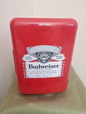 Budweiser Beer Red White Blue Mini Fridge Compact Personal Refrigerator Retro - Image 1 of 4