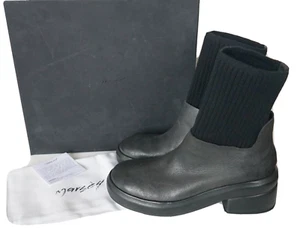 $980 NEW Auth MARSELL Black Leather Round-Toe Ankle SOCK BOOTS EUR-38 US-8 - Picture 1 of 9