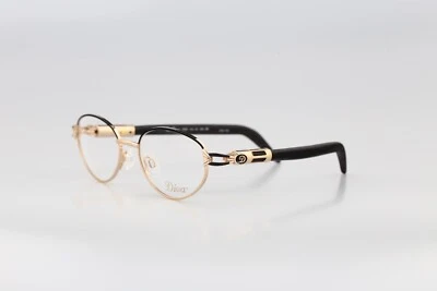 Diva 5099 2E 90s línea de cejas negra, patillas de madera dorada y genuina marcos de gafas ovaladas Foto 1 de 4