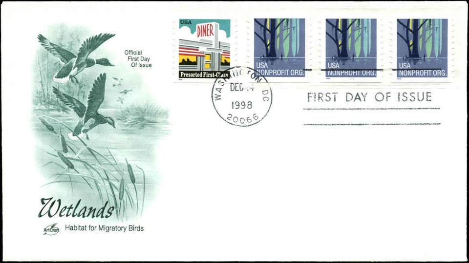US FDC #3207A Green Artcraft Cachet Washington, DC Strip of 3 PNC #1111 - Image 1 of 1