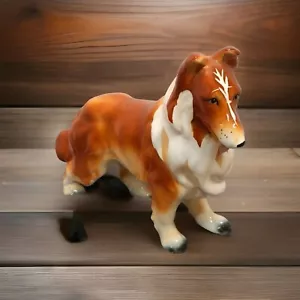 Statuina porcellana vintage Collie Lassie decorazione Giappone 10x7 cane figura animali - Foto 1 di 4