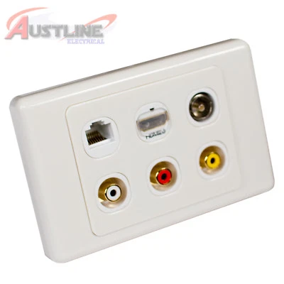 6Gang HDMI, RJ45 Cat6, 3RCA, Gold Plated & PAL TV 6port Wall Plate Cw6Hdc6TvRcaf - image 1 of 4