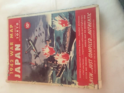 Mapa de guerra de Japón 1942 vintage territorio adyacente Tokio países del Pacífico noroeste Foto 1 de 4