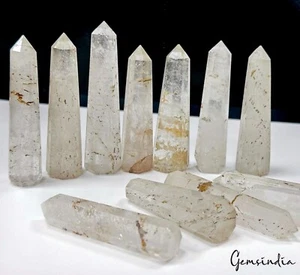 Obelisco Cristallo Punta Torre Quarzo Bianco 2100 Ct Cristallo Guarigione Decorazione Casa 12pz - Foto 1 di 4
