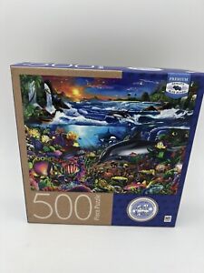 Milton Bradly 500 Piece Puzzle Tropical Island Paradise by Gerald Newton
