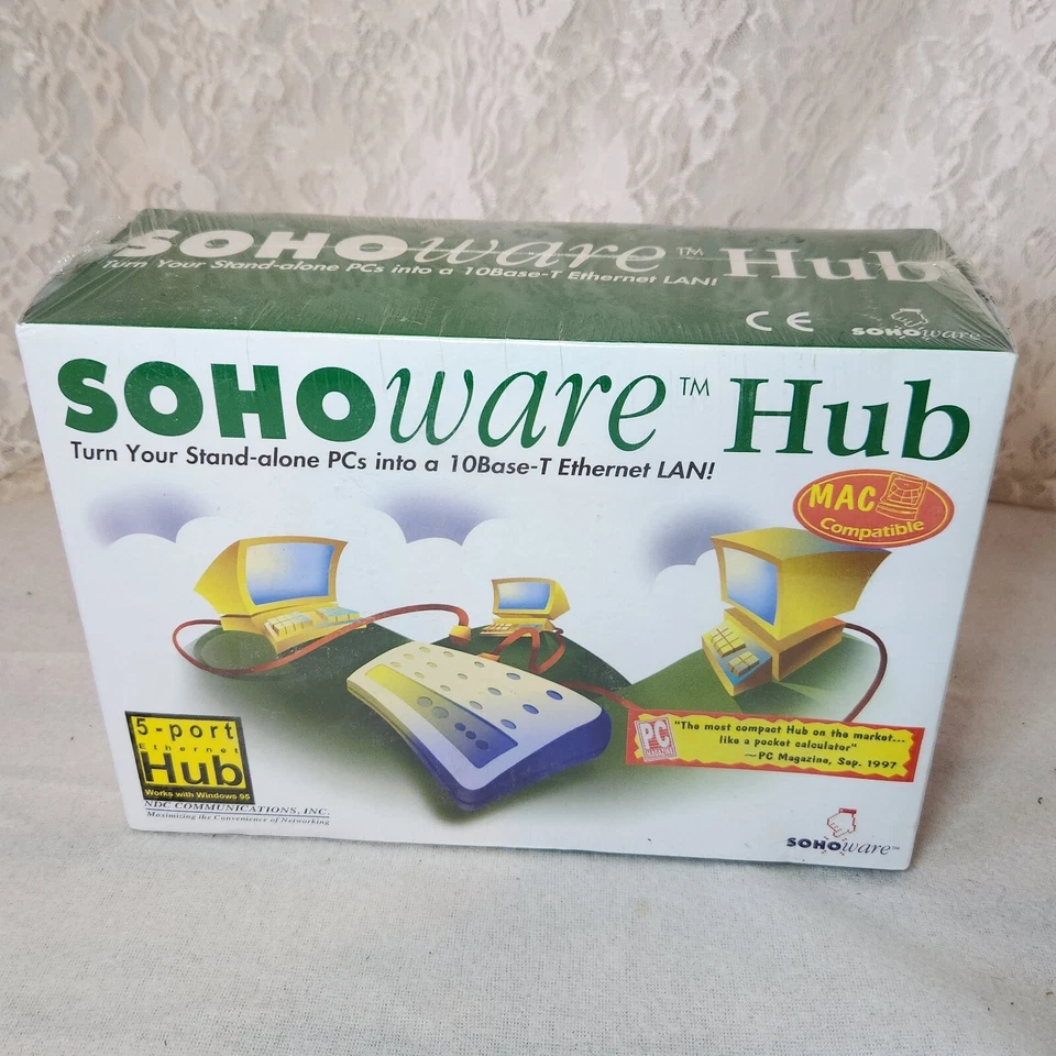 SOHO Ware Hub 5-PORT 10 BASE-T ETHERNET HUB Mac Compatible ND4205 Compact  - Image 1 of 4