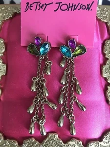 Pendientes de gota de oro multicolor arco iris de carnaval de Betsey Johnson - Imagen 1 de 2