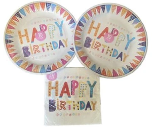 Vajilla y servilletas para fiesta de cumpleaños feliz, fiestas infantiles niños 40 piezas - Imagen 1 de 1