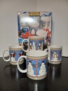 TAZA DE CAFÉ MUÑECO DE NIEVE de colección Sakura Oneida Debbie Mumm nuevo 1997 X4 - Imagen 1 de 24
