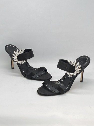 MBT Manolo Blahnik Chivela 90MM Sandali Cristallo Abbelliti Satinato