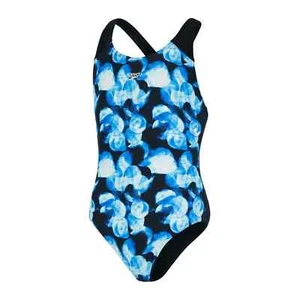 Speedo Allover print splash Back Swimsuit Junior BNWT Black Blue Free Postage - Picture 1 of 1