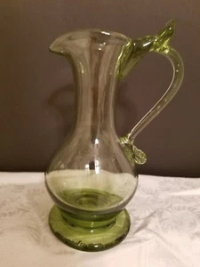 Vintage 7" Krug mundgeblasen grünes Glas  - Bild 1 von 12