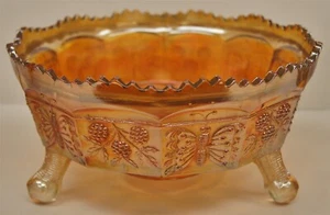 VINTAGE FENTON 8.75" Marigold Carnival Glass Bowl Butterfly & Berries - Picture 1 of 6