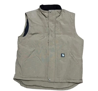 Carhartt - Insulated Hunting Vest - Tan Nylon - Corduroy Collar - XL - Image 1 of 4