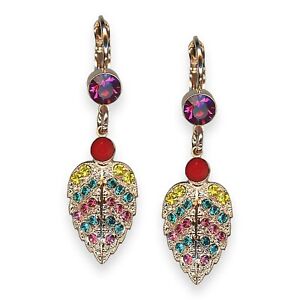 Mariana Earrings Poppy Coll. Leaf Dangling Fuchsia, Red Coral, Yellow, Teal, ...