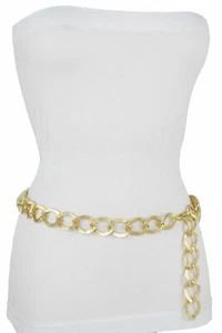 Women Sexy Belt Gold Metal Chain Link Bling Flirty Posh Special Plus Size XL XXL - Picture 1 of 24
