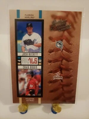 2005 Donruss Leather & Lumber Rivals /2000 Craig Biggio Josh Beckett #R-17 HOF - Image 1 of 2