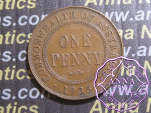 Australia 1935 George V Penny X1, Average Circulated Condition - Picture 1 of 3