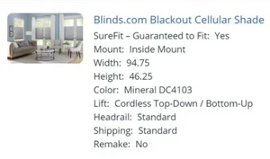 Blackout UltraCel 3/8" Double Cellular Shade/Blind Cordless Up/Down-Gray NEW - Picture 1 of 1
