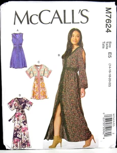 Kimono Style Pullover Dress Plus Size 14 16 18 20 22 McCalls 7624 Uncut Pattern - Picture 1 of 6