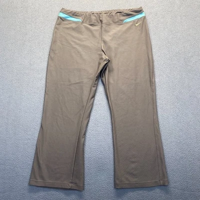 Vintage Nike 2000s Athletic Flare Leggings Yoga Crop Pants Y2K Women's Size XL - Image 1 of 4