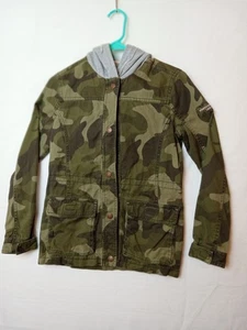 Abercrombie Kids Jacket Girls 13/14 Camo Green Hooded Utility Parka Cotton Army - Picture 1 of 10