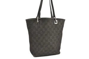 Authentic GUCCI Vintage Shoulder Tote Bag GG Canvas Leather 31244 Black 6789M - Imagen 1 de 10