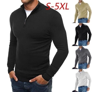 Mens Winter Warm Pullover Long Sleeve Casual Sweater Top High Neck Jumper Blouse - Picture 1 of 33