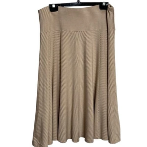 Talbots Size Large Tan and White Striped Swing Skirt - Picture 1 of 7