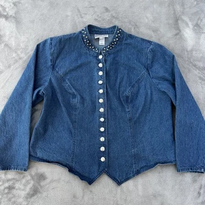 Vintage Stonebridge Jacke Damen 20W Blau Denim Nieten Western Knopfleiste 90er - Bild 1 von 10